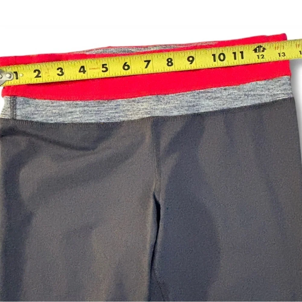 Lululemon Wunder Under Roll Down Crop Leggings Gray Red Colorblock Size 6